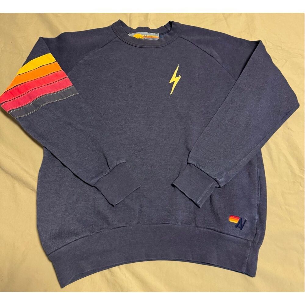 Aviator Nation Size XS Crewneck Bolt Sweatshirt  White Used